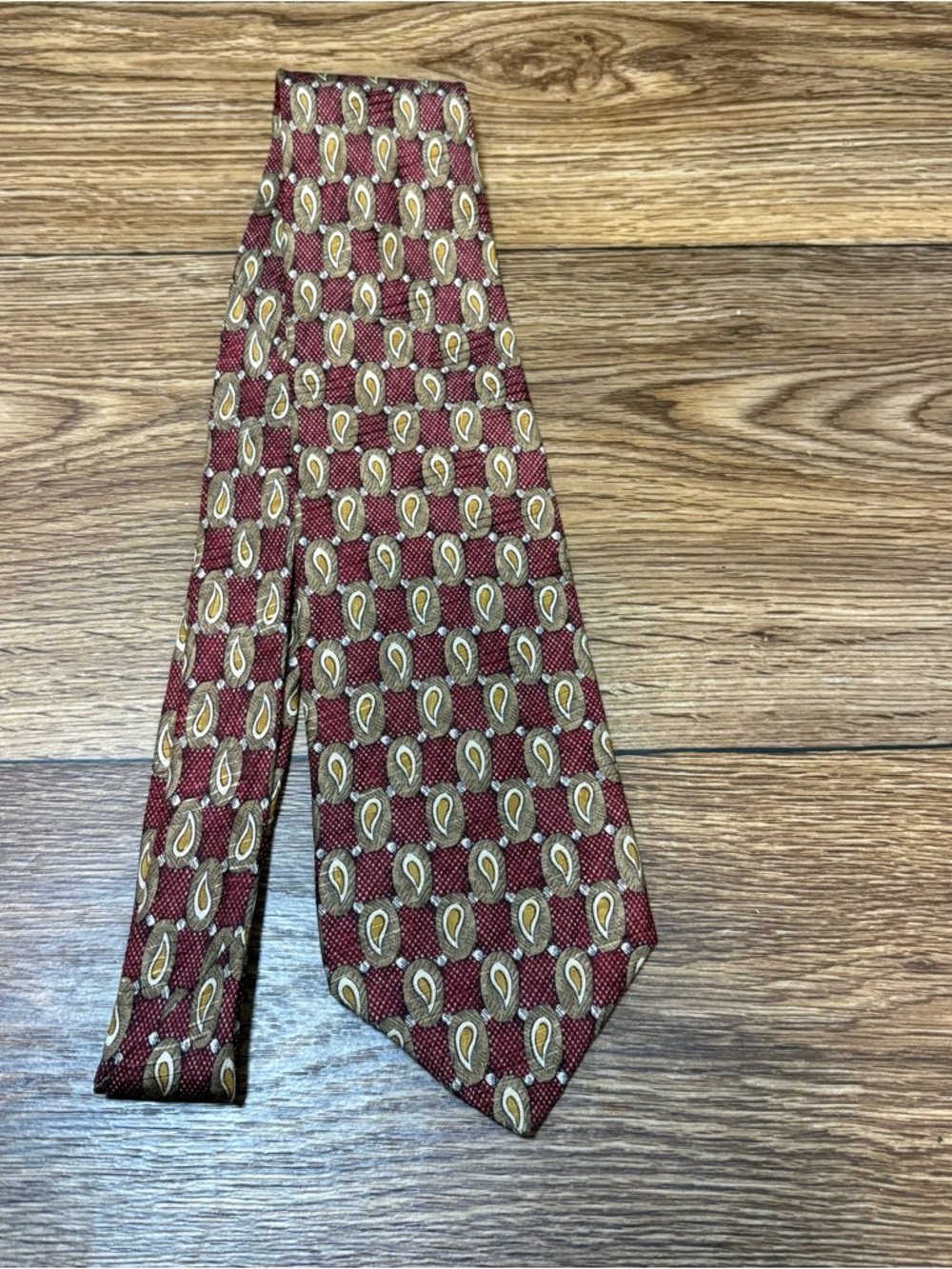 Quiet Luxury Old Money Burgundy Paisley Silk Tie Vintage Menswear